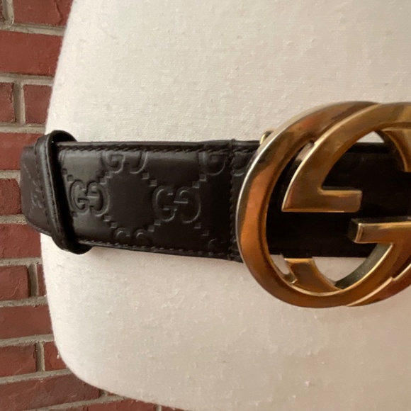 Gucci Guccissima Embossed Brown Leather Gg Marmont Belt Size 90/36 Made in Italy - Picture 10 of 13